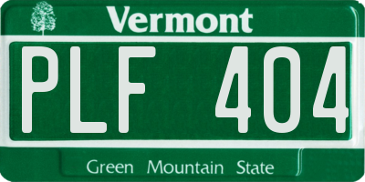 VT license plate PLF404