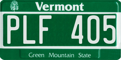 VT license plate PLF405