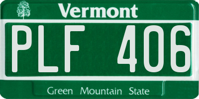 VT license plate PLF406