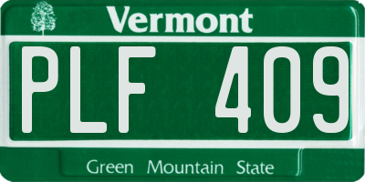 VT license plate PLF409