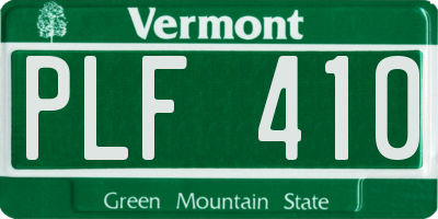 VT license plate PLF410