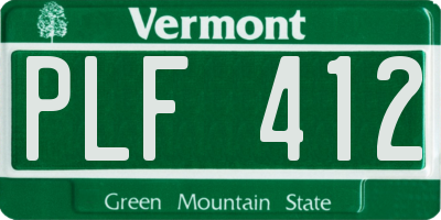 VT license plate PLF412