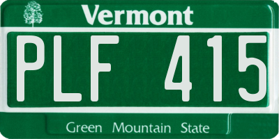 VT license plate PLF415