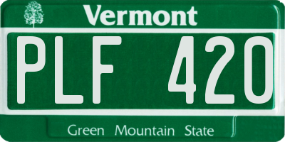 VT license plate PLF420