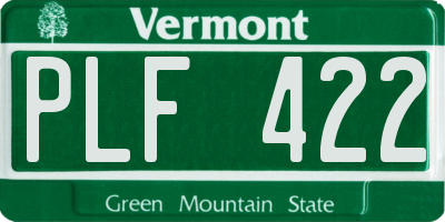 VT license plate PLF422