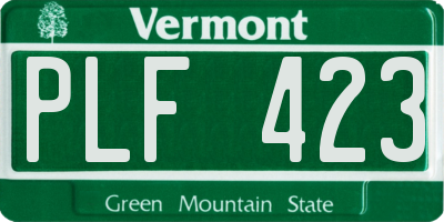 VT license plate PLF423