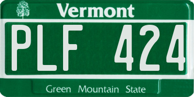 VT license plate PLF424
