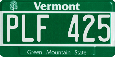 VT license plate PLF425