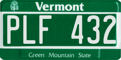 VT license plate PLF432