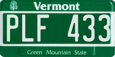 VT license plate PLF433