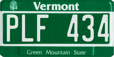 VT license plate PLF434