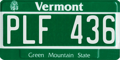 VT license plate PLF436