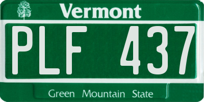 VT license plate PLF437