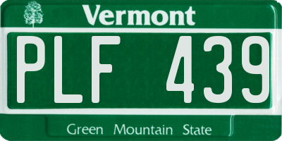 VT license plate PLF439