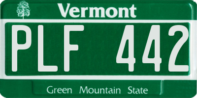 VT license plate PLF442