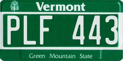 VT license plate PLF443