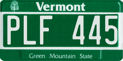 VT license plate PLF445