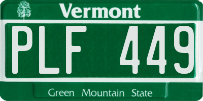 VT license plate PLF449