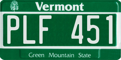 VT license plate PLF451