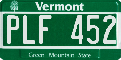 VT license plate PLF452