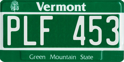 VT license plate PLF453