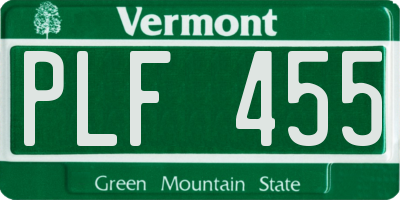 VT license plate PLF455