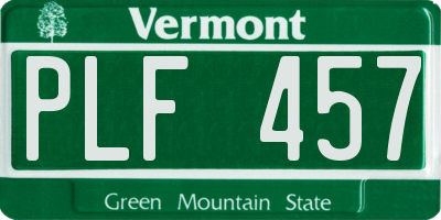 VT license plate PLF457