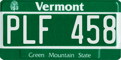 VT license plate PLF458