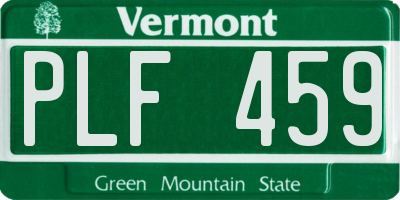 VT license plate PLF459