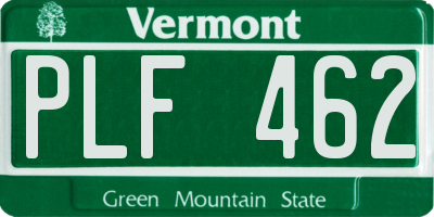 VT license plate PLF462
