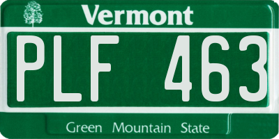 VT license plate PLF463