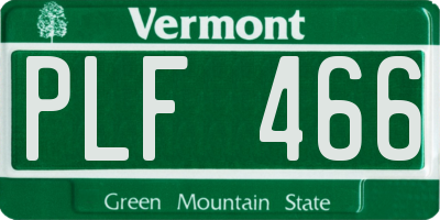 VT license plate PLF466