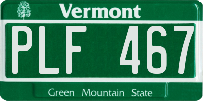 VT license plate PLF467