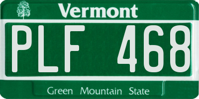 VT license plate PLF468