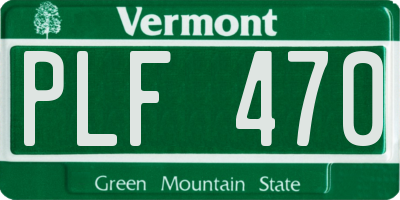 VT license plate PLF470