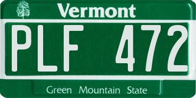 VT license plate PLF472