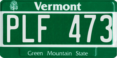 VT license plate PLF473