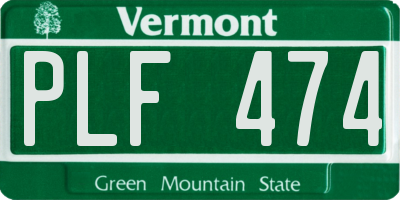 VT license plate PLF474