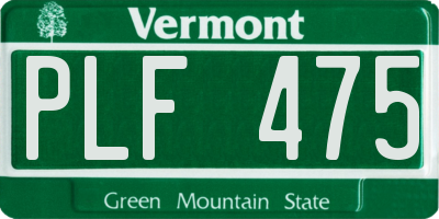 VT license plate PLF475