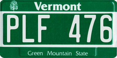VT license plate PLF476