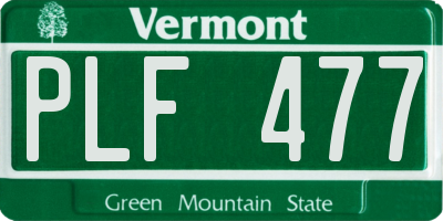 VT license plate PLF477