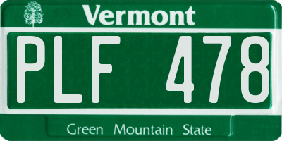 VT license plate PLF478