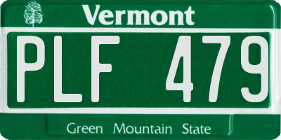VT license plate PLF479