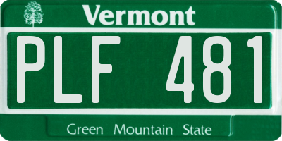 VT license plate PLF481