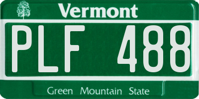 VT license plate PLF488