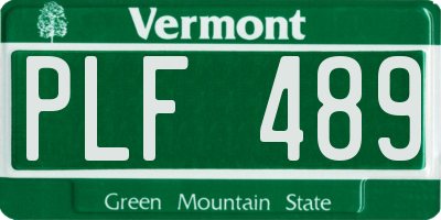 VT license plate PLF489