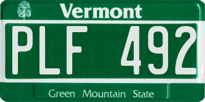 VT license plate PLF492