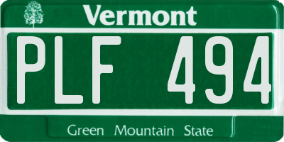 VT license plate PLF494