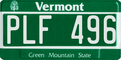 VT license plate PLF496