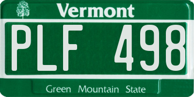 VT license plate PLF498